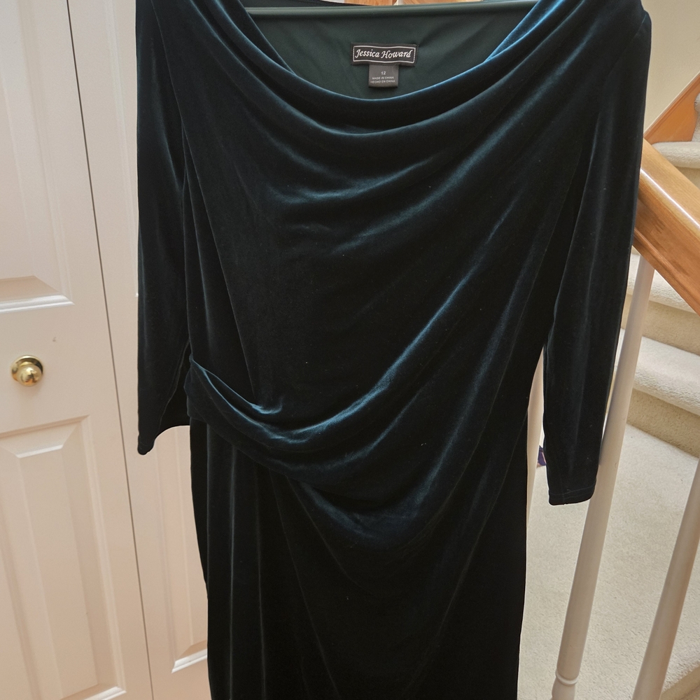 Jessica Howard Teal Velvet Dress